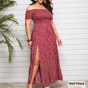 SHEIN Red Floral Maxi Dress